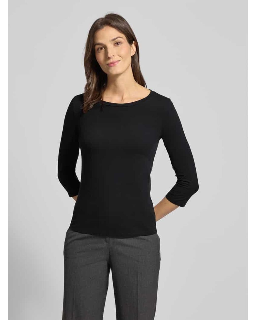 Weekend by Maxmara Black Slim Fit 3/4-Shirt aus Baumwoll-Mix Modell 'MULTIA'