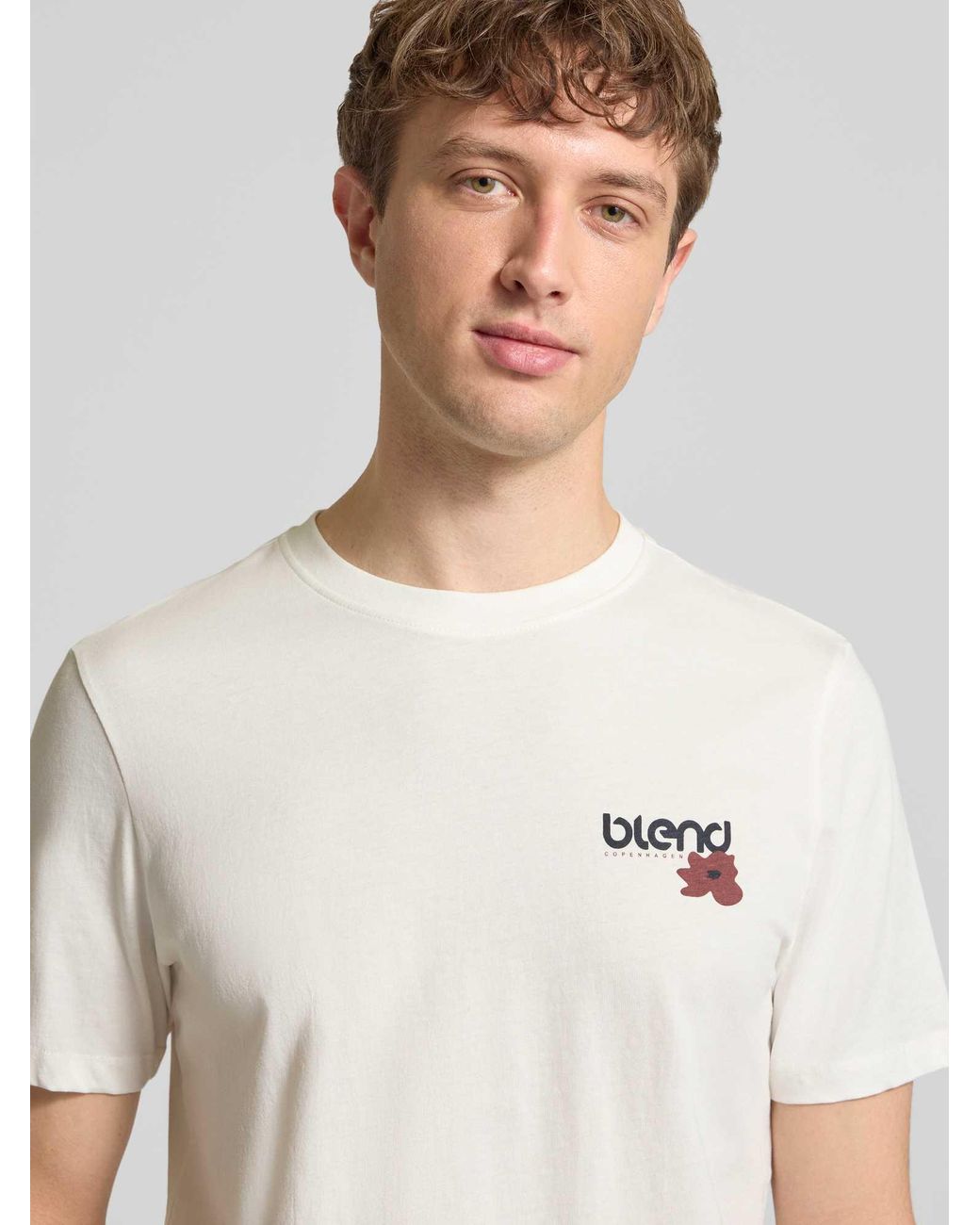 Blend Regular Fit T-Shirt Met Logoprint Model 'Kenan' in het Natural voor heren