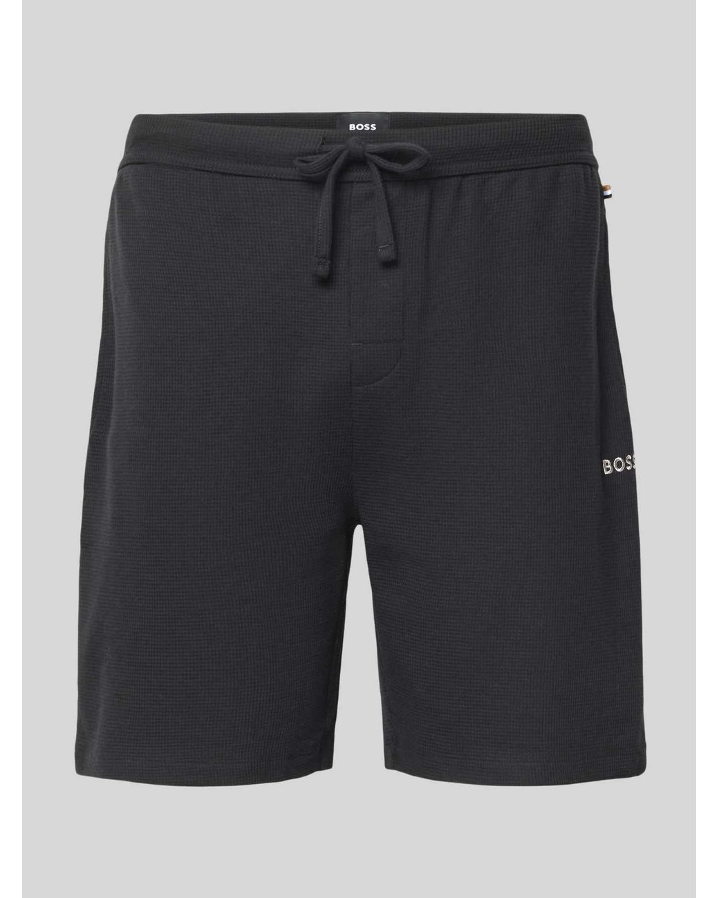 Boss Korte Regular Fit Broek Met Structuurmotief in het Black voor heren