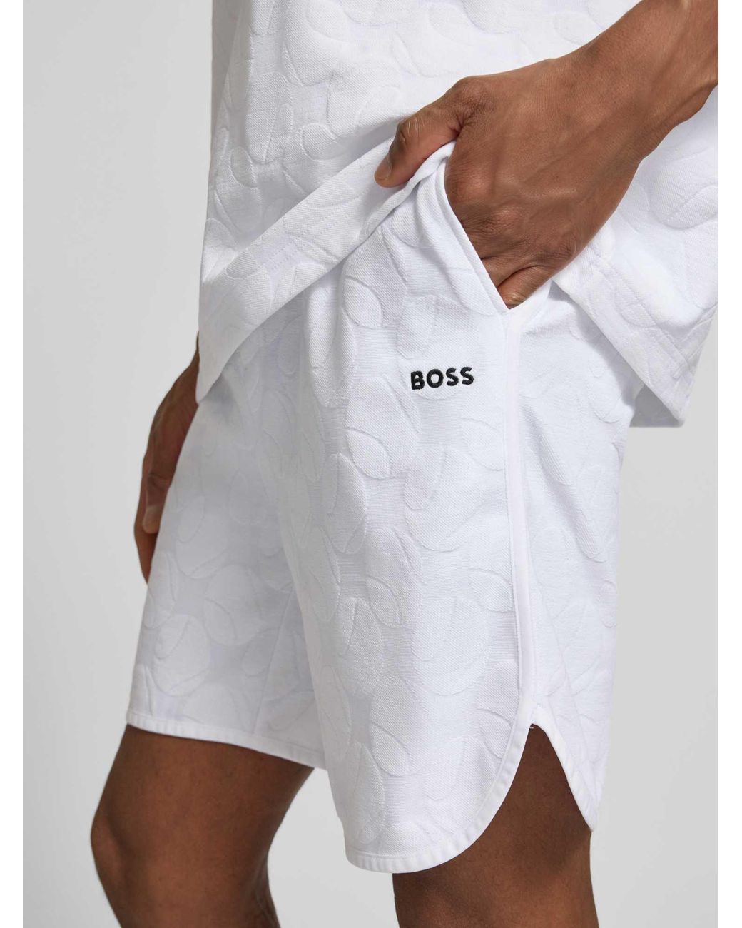 Boss Regular Fit Shorts Van Katoenmix Model 'Jt_Member Short' in het White voor heren