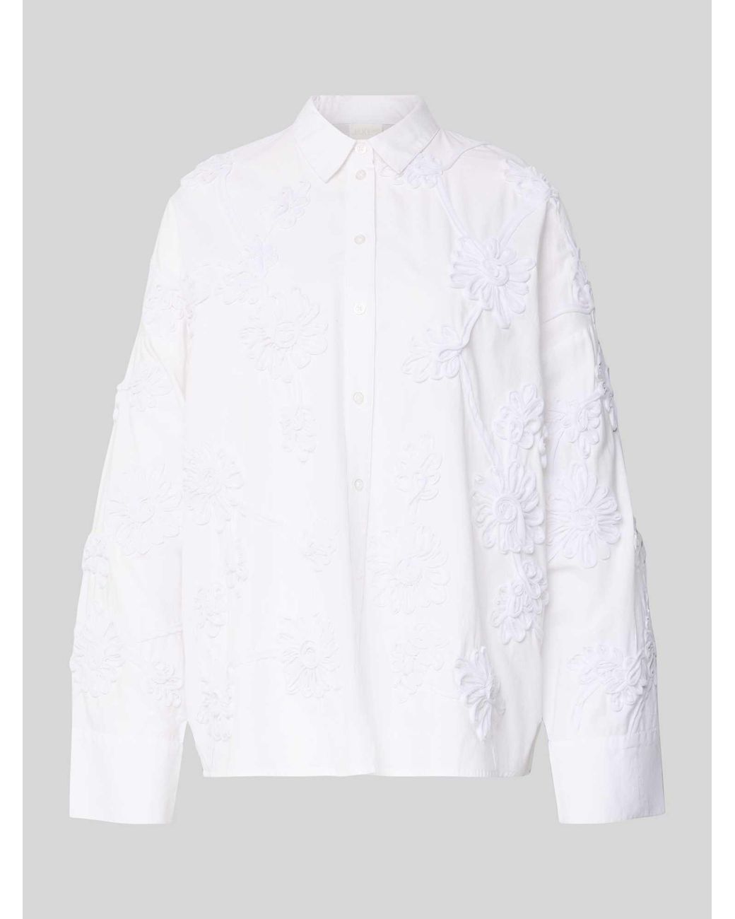 Jake*s Relaxed Fit Overhemdblouse Met All-Over Bloemenmotief Garnering in het White