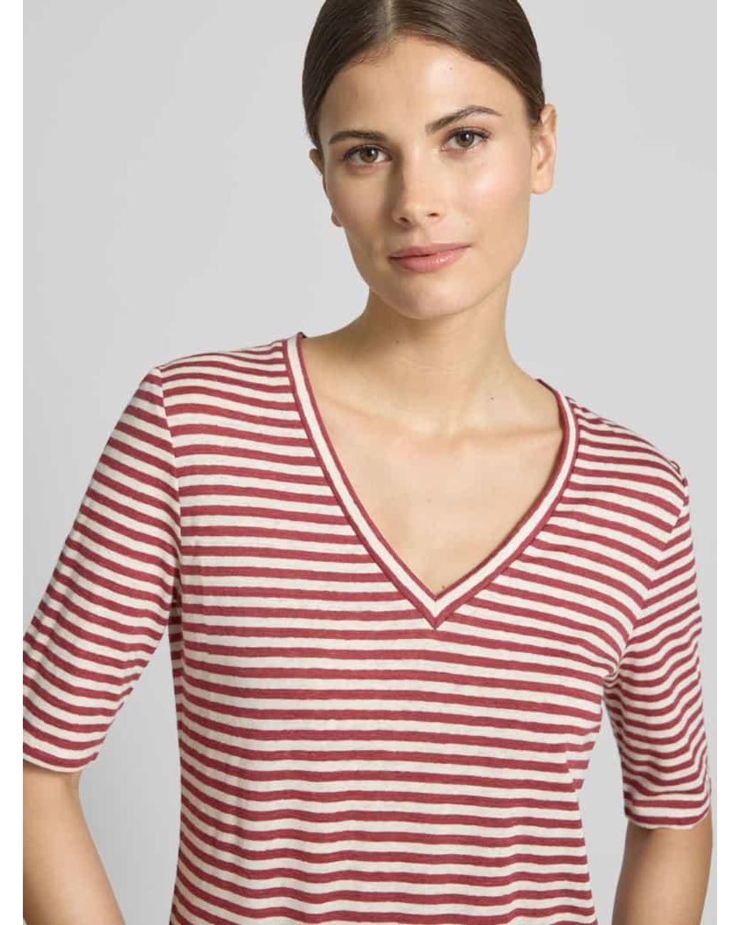 Weekend by Maxmara Red Regular Fit T-Shirt aus Leinen-Mix Modell 'OPZIONE'