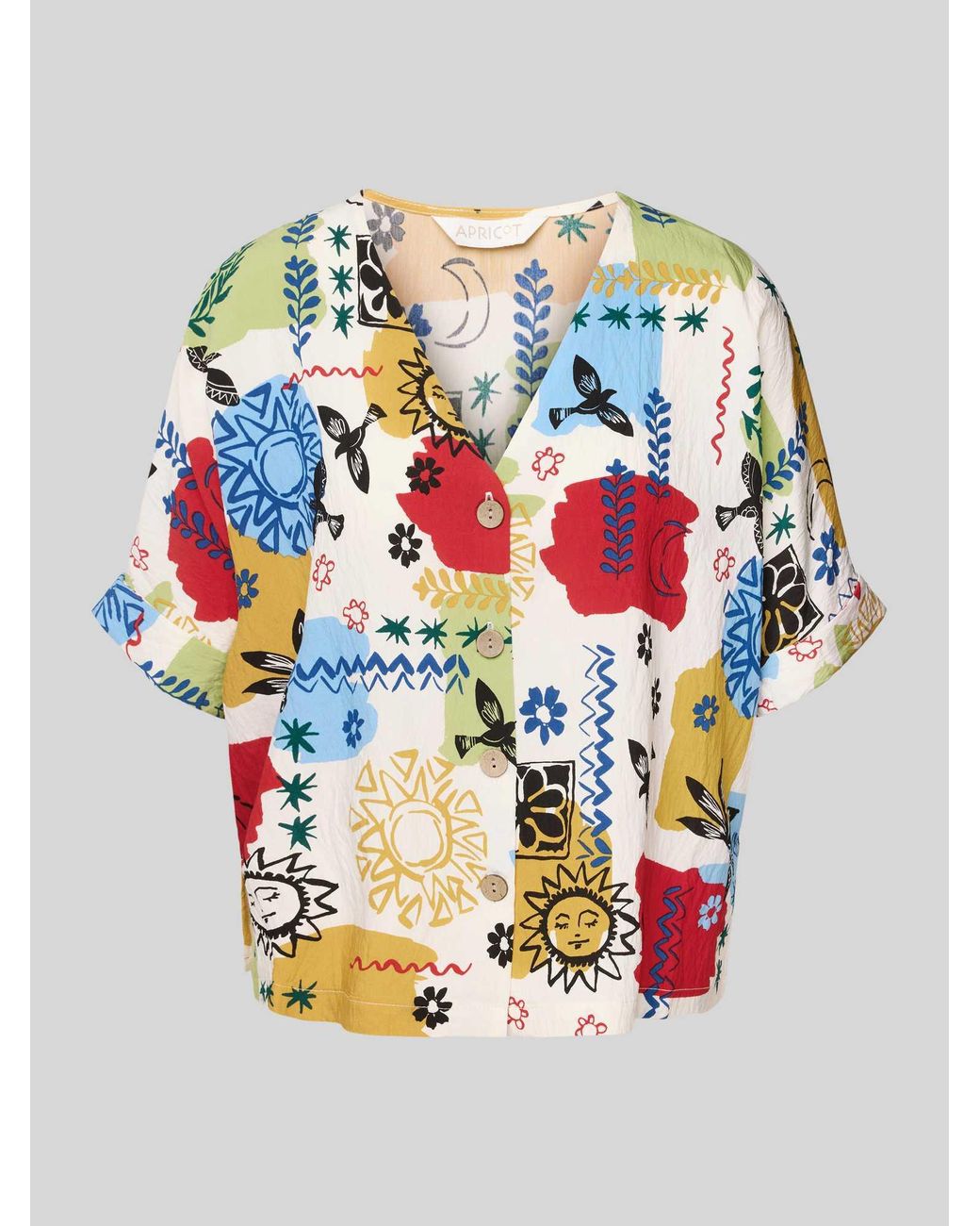 Apricot Regular Fit Blouse Met V-hals in het Gray