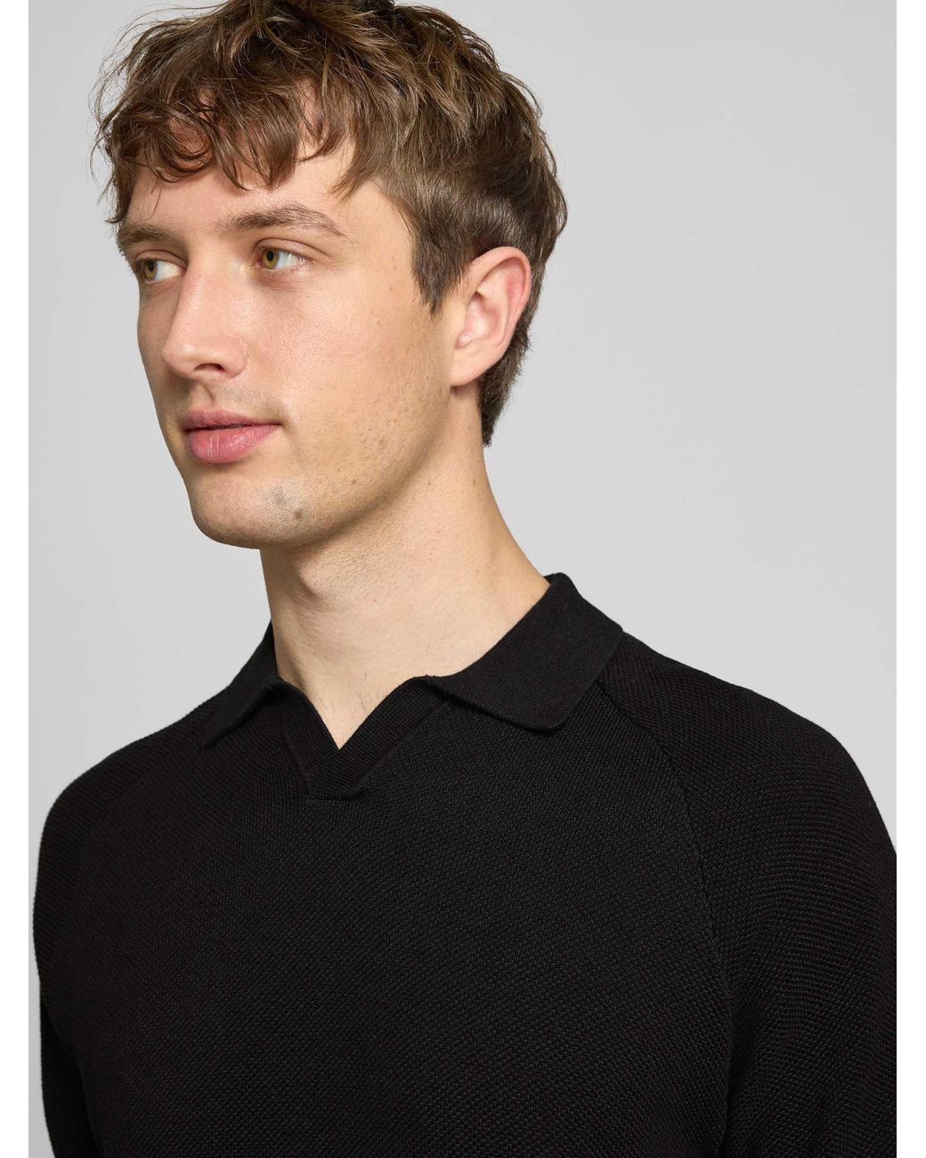 Jack & Jones Regular Fit Poloshirt Met Structuurpatroon Model 'Hill' in het Black voor heren