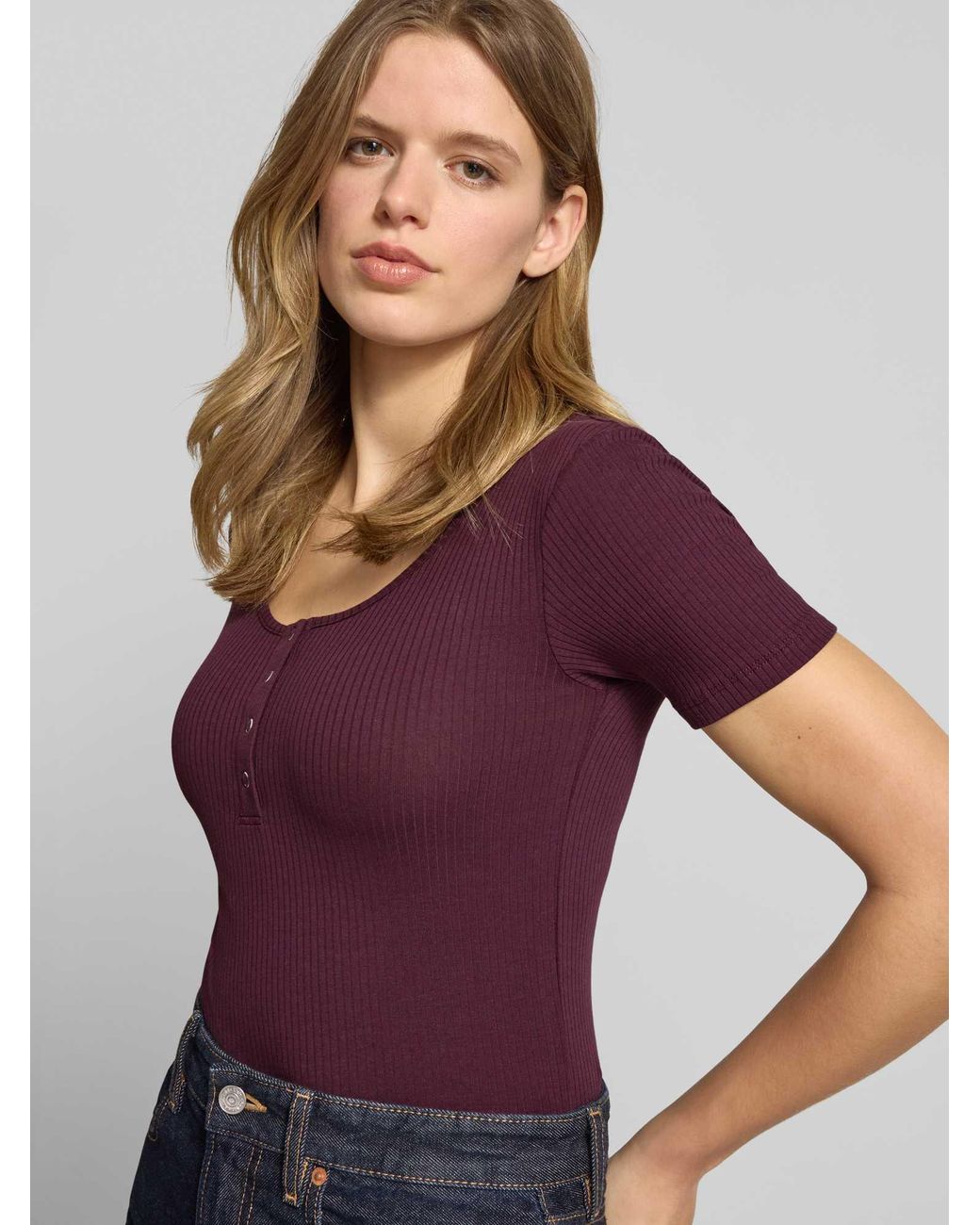 Pieces Slim Fit T-Shirt Van Katoenmix Model 'Kitte' in het Purple