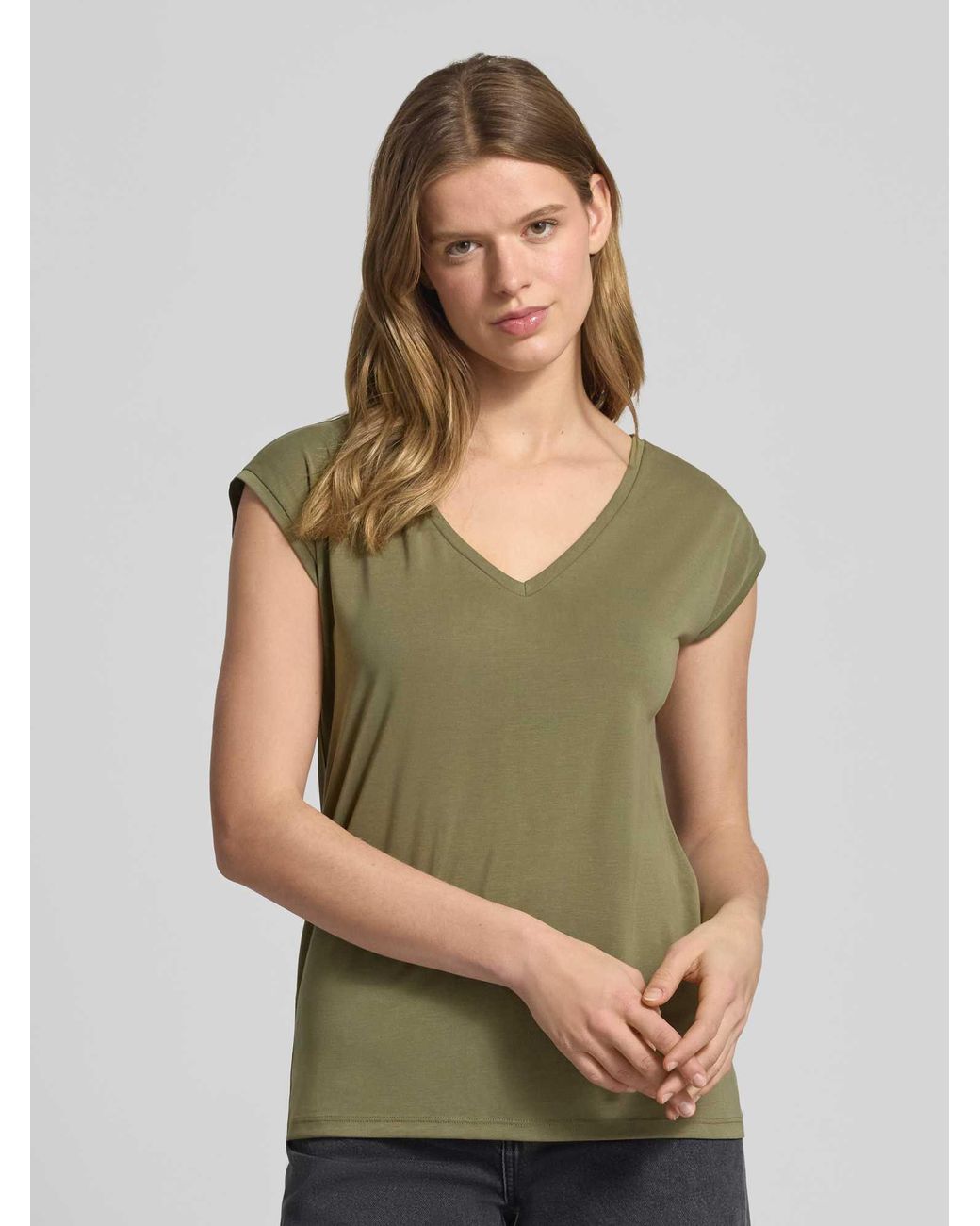 Pieces Relaxed Fit T-Shirt Van Modalmix Model 'Kamala' in het Green