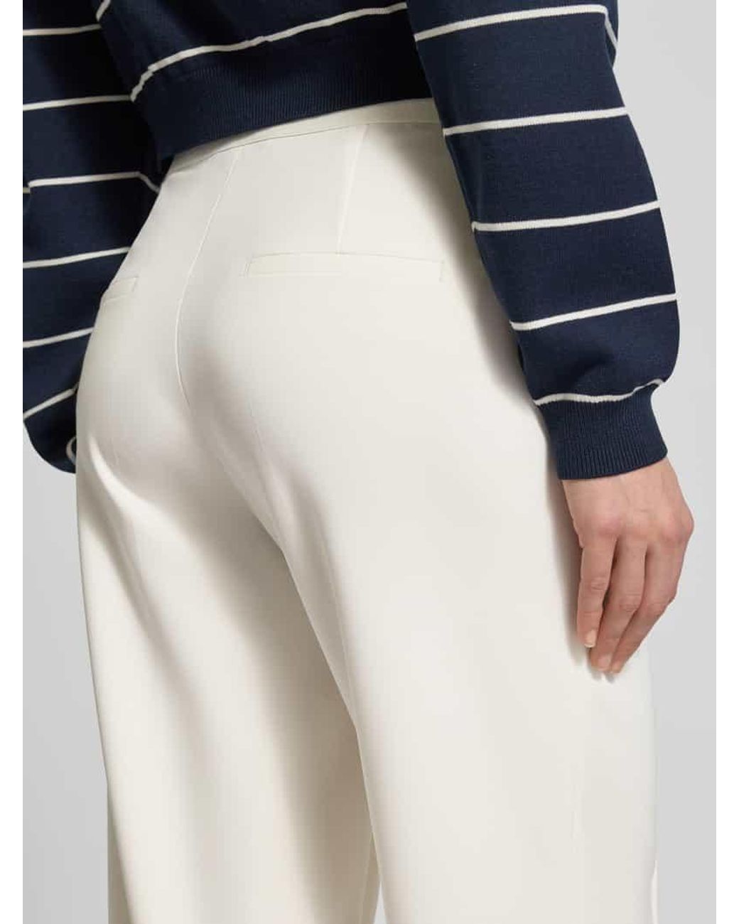 Cambio White Straight Fit Stoffhose mit Ziernaht Modell 'Cameron'