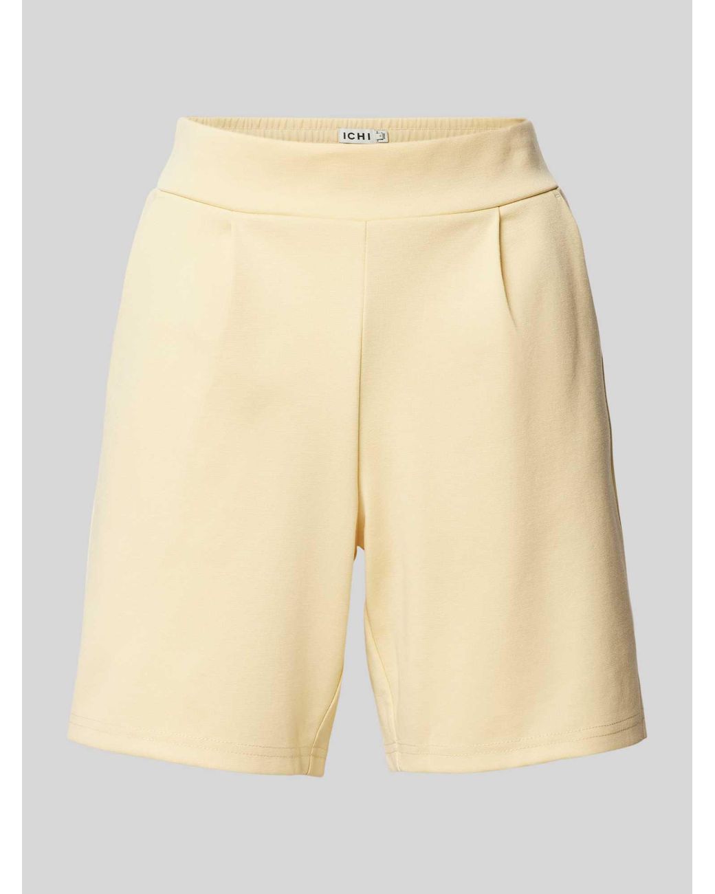 Ichi Regular Fit Korte Broek Met Bandplooien, Model 'Kate' in het Natural