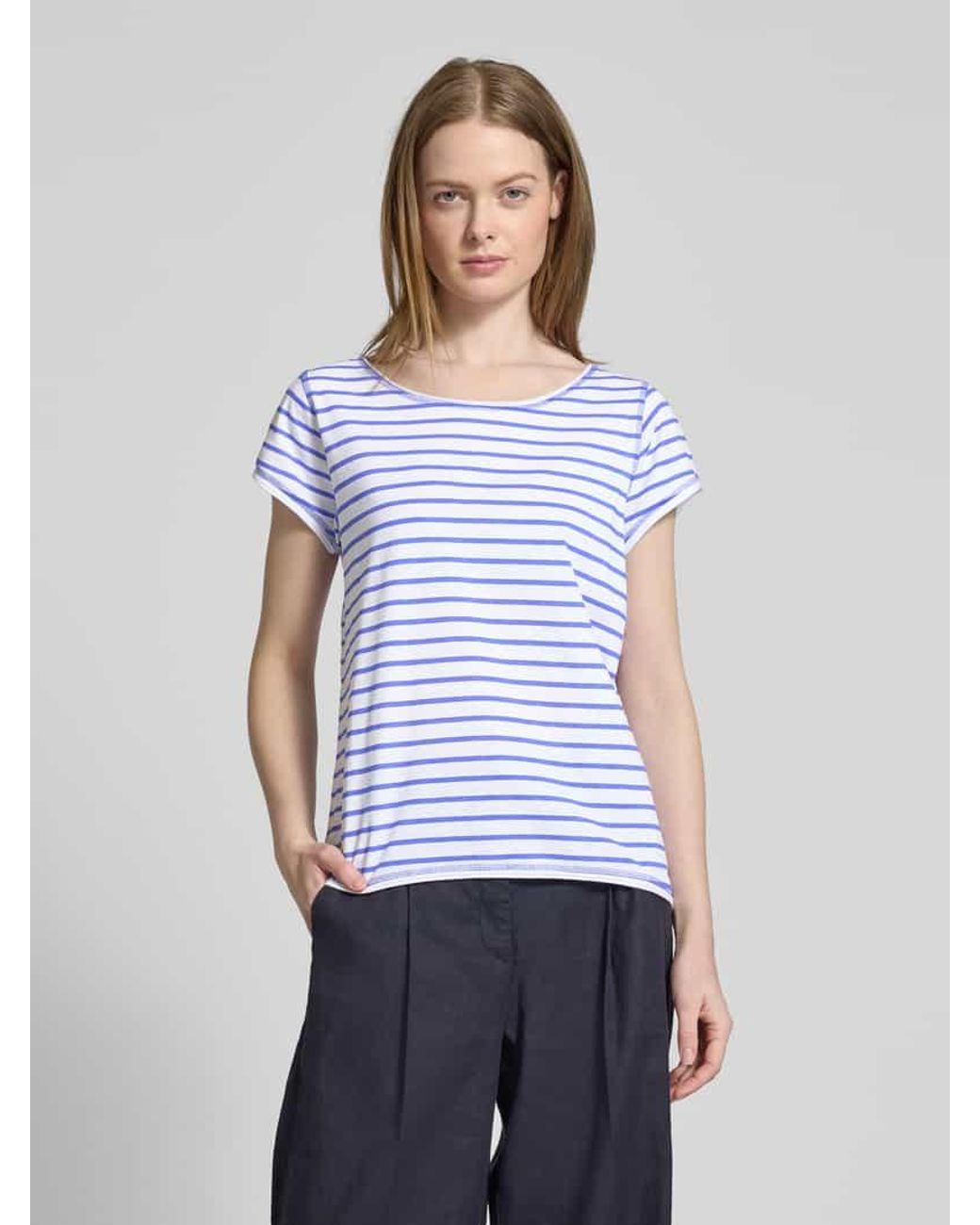 Christian Berg Women Blue T-Shirt mit Kappärmeln