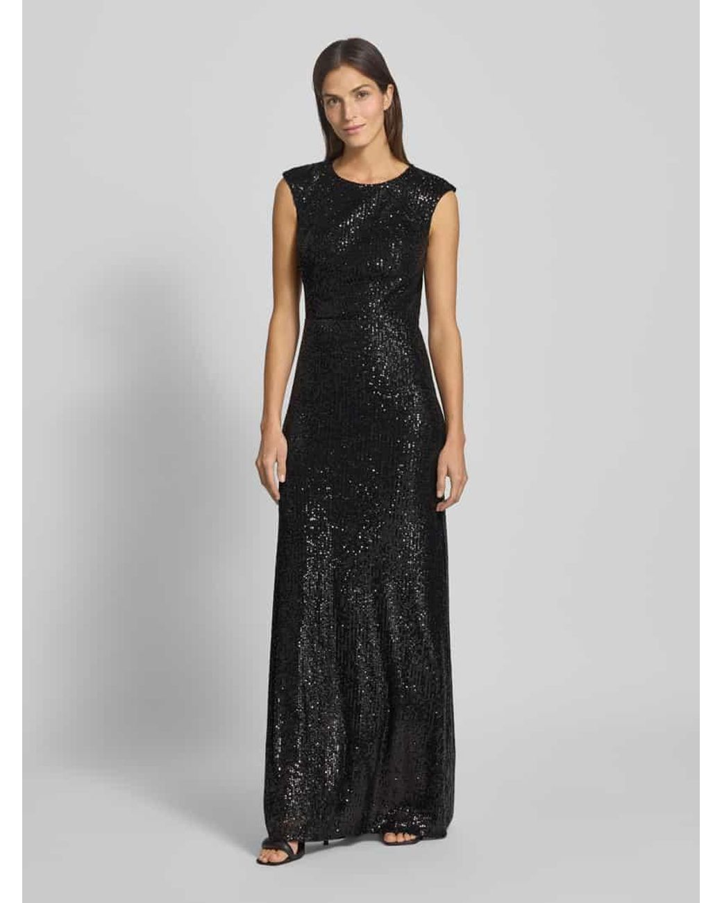 TROYDEN COLLECTION Black Abendkleid mit Rundhalsausschnitt