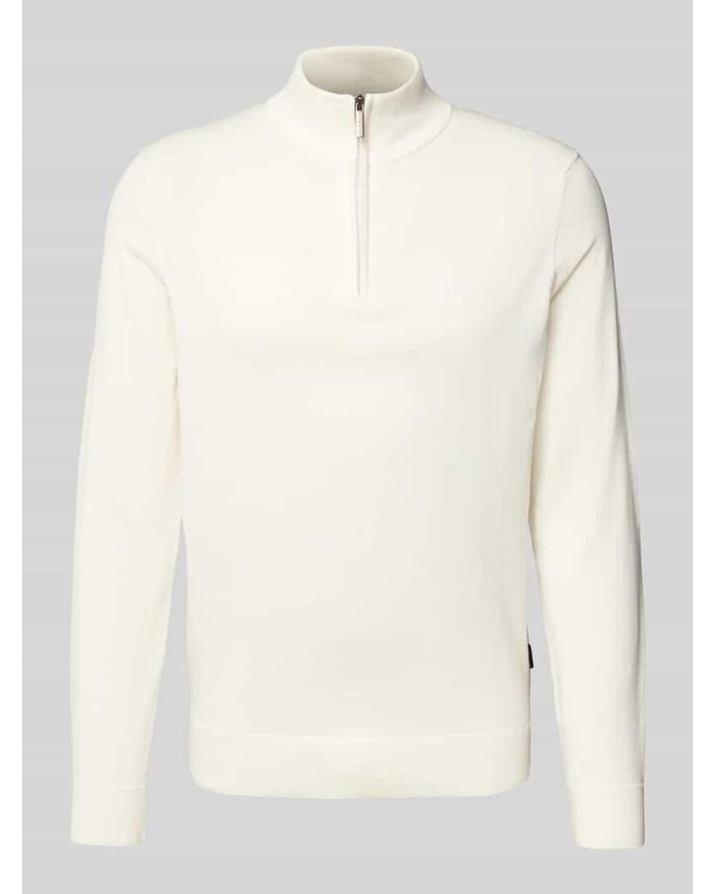 Bugatti Strickpullover mit Stehkragen in Natural für Herren
