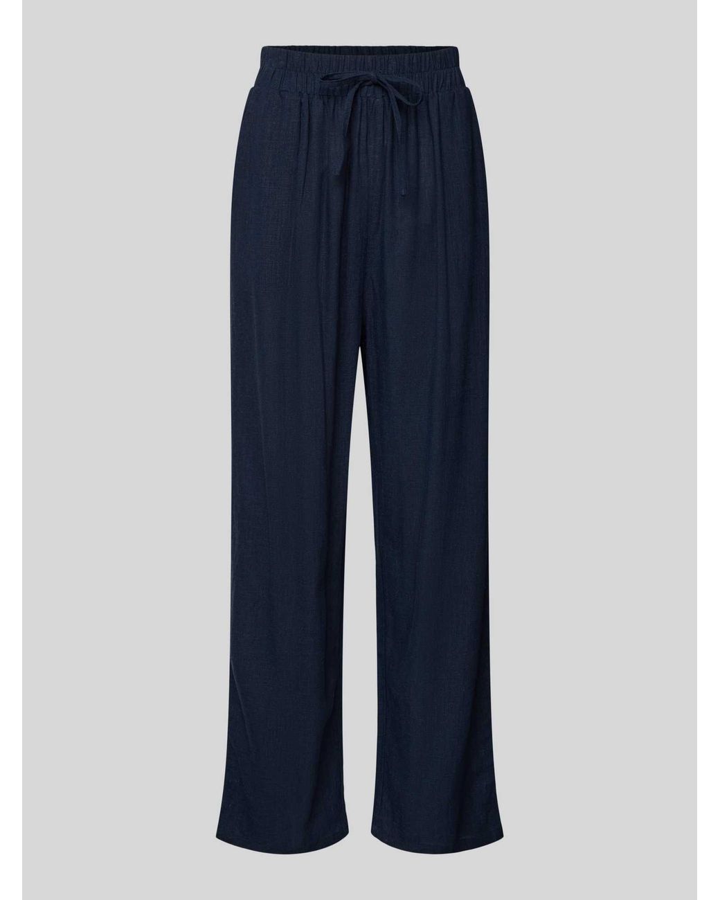 Apricot Broek Van Een Mix Van Viscose En Linnen Met Elastische Band in het Blue