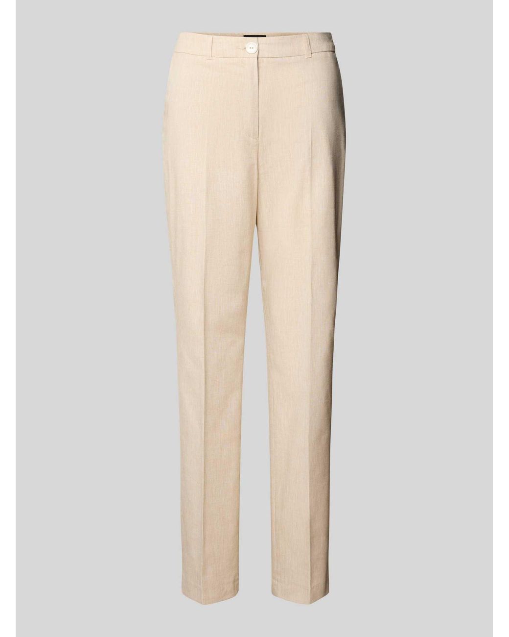 S.oliver Straight Leg Stoffen Broek Van Katoenmix Met Linnen in het Natural