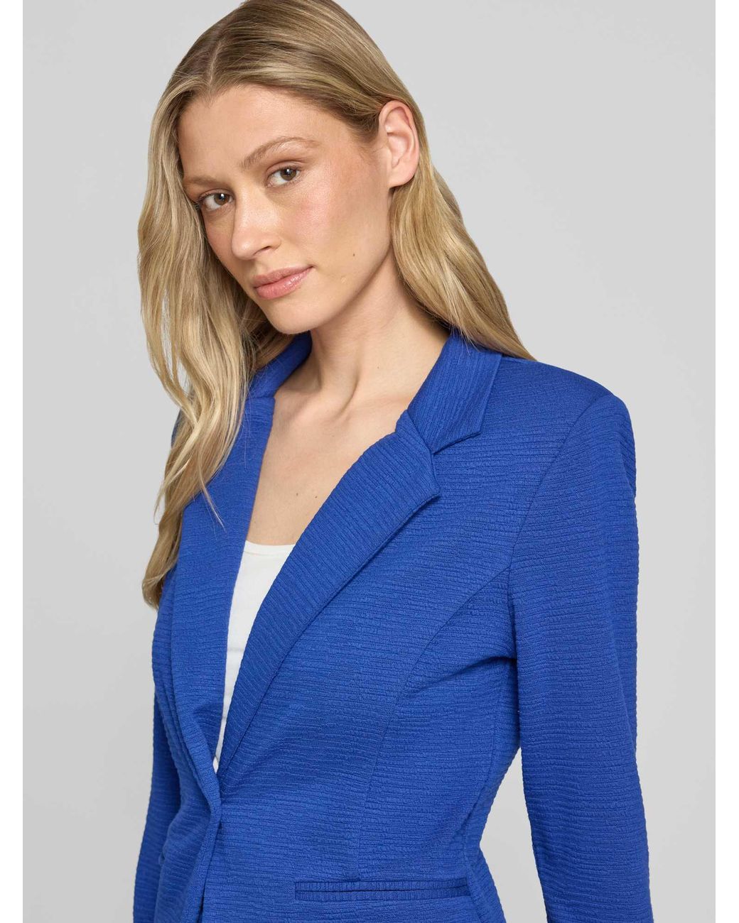 Ichi Slim Fit Blazer Van Viscosemix Model 'Kate Lumina' in het Blue