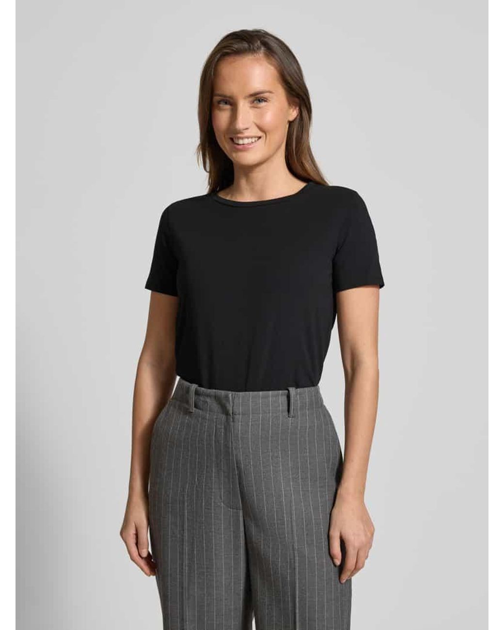 Weekend by Maxmara Black Slim Fit T-Shirt aus Baumwoll-Mix Modell 'MULTIB'