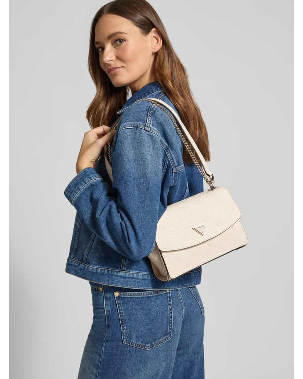 Guess Natural Handtasche mit Label-Applikation Modell 'CRESIDIA II'