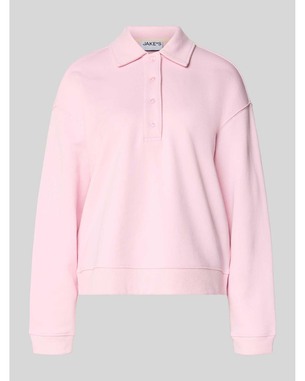 Jake*s Relaxed Fit Sweatshirt Met Polokraag in het Pink