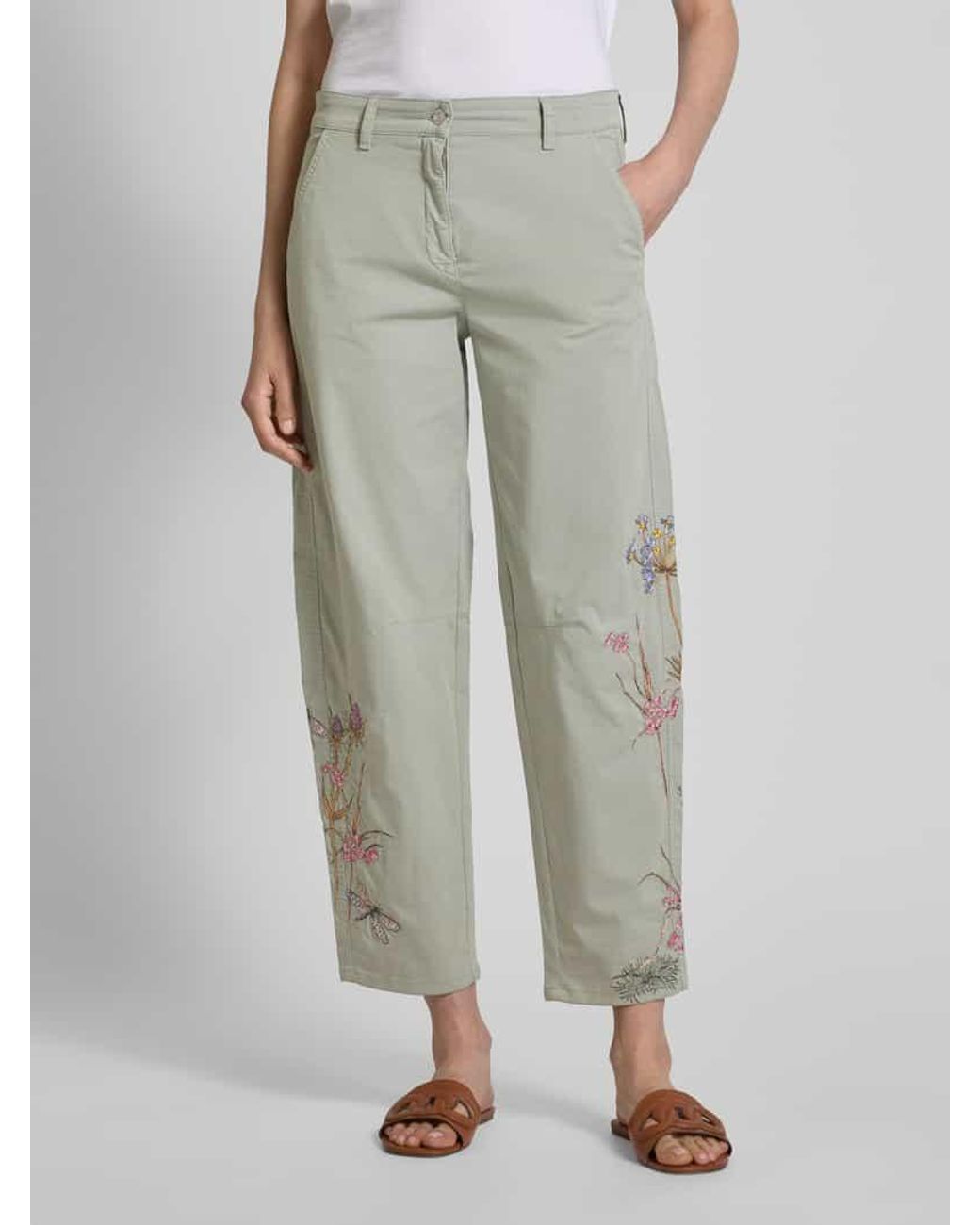 Cambio Gray Tapered Fit Hose mit Motiv-Stitching Modell 'EVE'