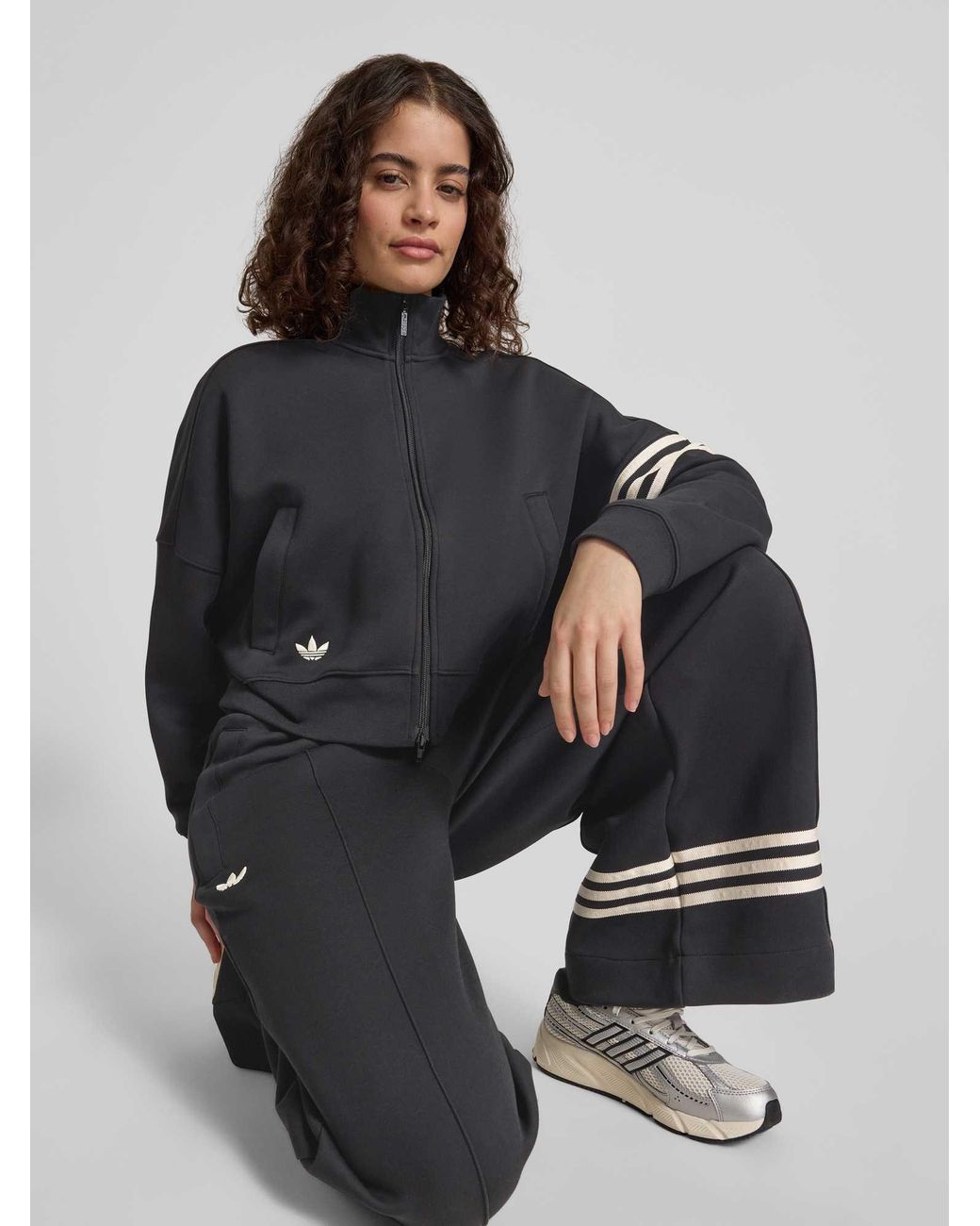 Adidas Originals Regular Fit Sweatjack Van Katoenmix in het Black