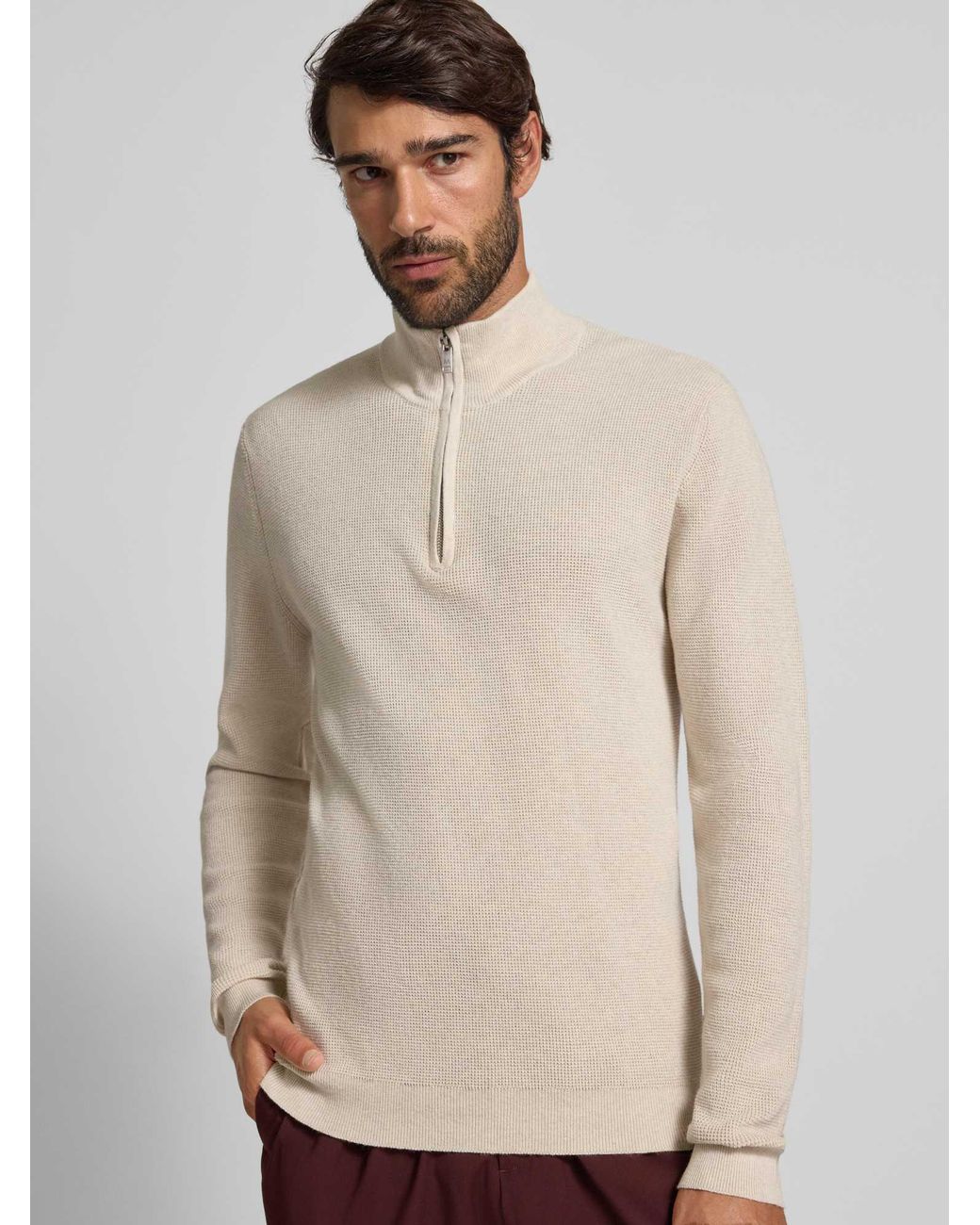 Matíníque Gebreide Pullover Met Opstaande Kraag in het Natural voor heren