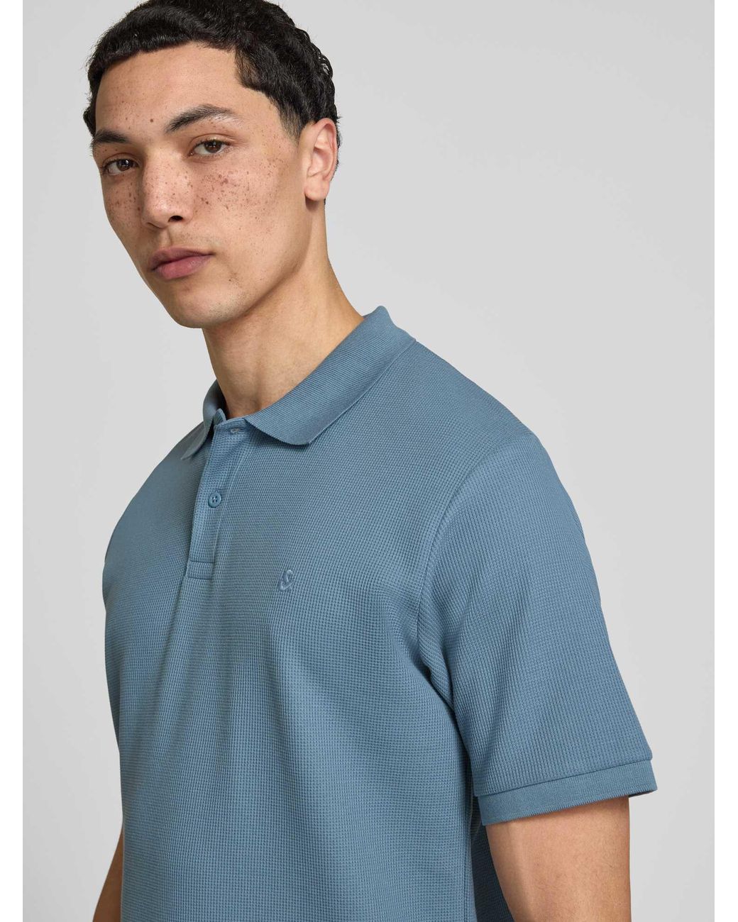 Jack & Jones Regular Fit Poloshirt Met Structuurpatroon Model 'Austin' in het Blue voor heren