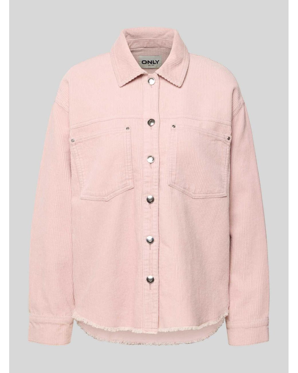 ONLY Regular Fit Overhemdjack Van Puur Katoen Model 'Maiko-Bitten' in het Pink