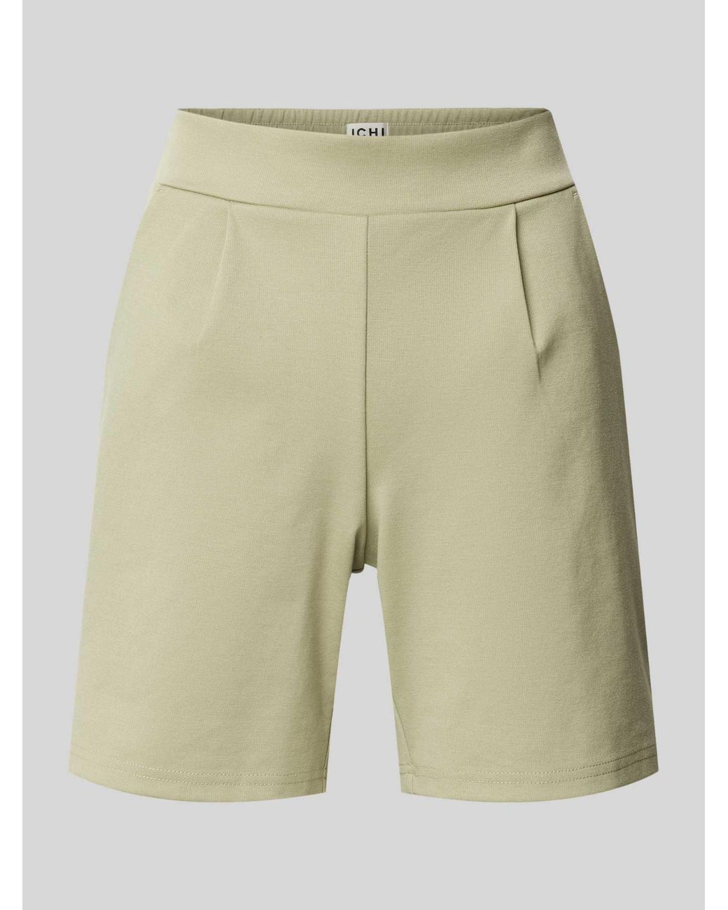 Ichi Regular Fit Korte Broek Met Bandplooien in het Natural