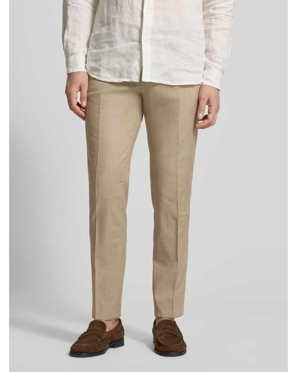 CLUB of GENTS Slim Fit Anzughose in melierter Optik Modell 'Paco' in Natural für Herren