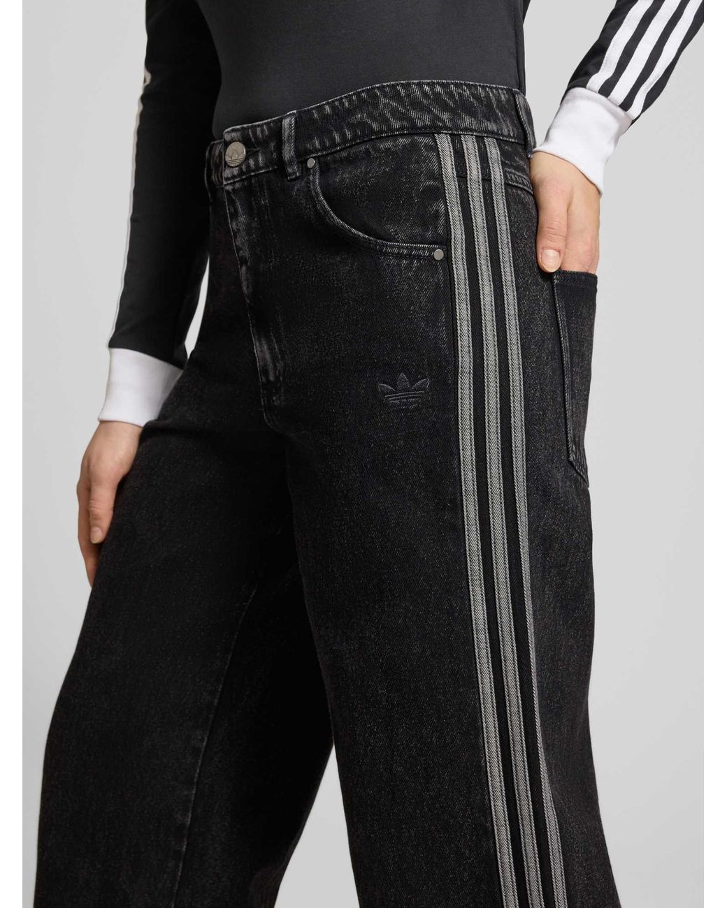 Adidas Originals Loose Fit Jeans Van Puur Katoen in het Black