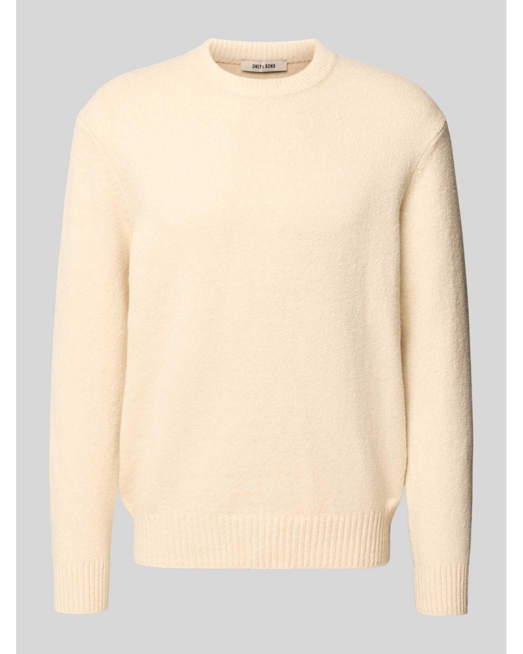 Only & Sons Relaxed Fit Pullover Van Katoenmix Met Wol, Model 'James' in het Natural voor heren