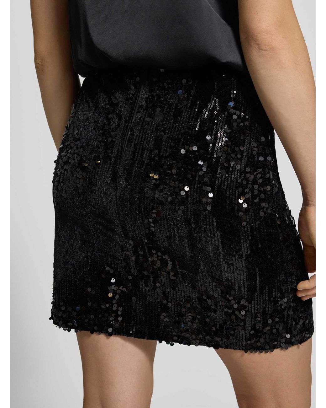 Freequent Minirok Met All-Over Pailletten, Model 'Doffi' in het Black