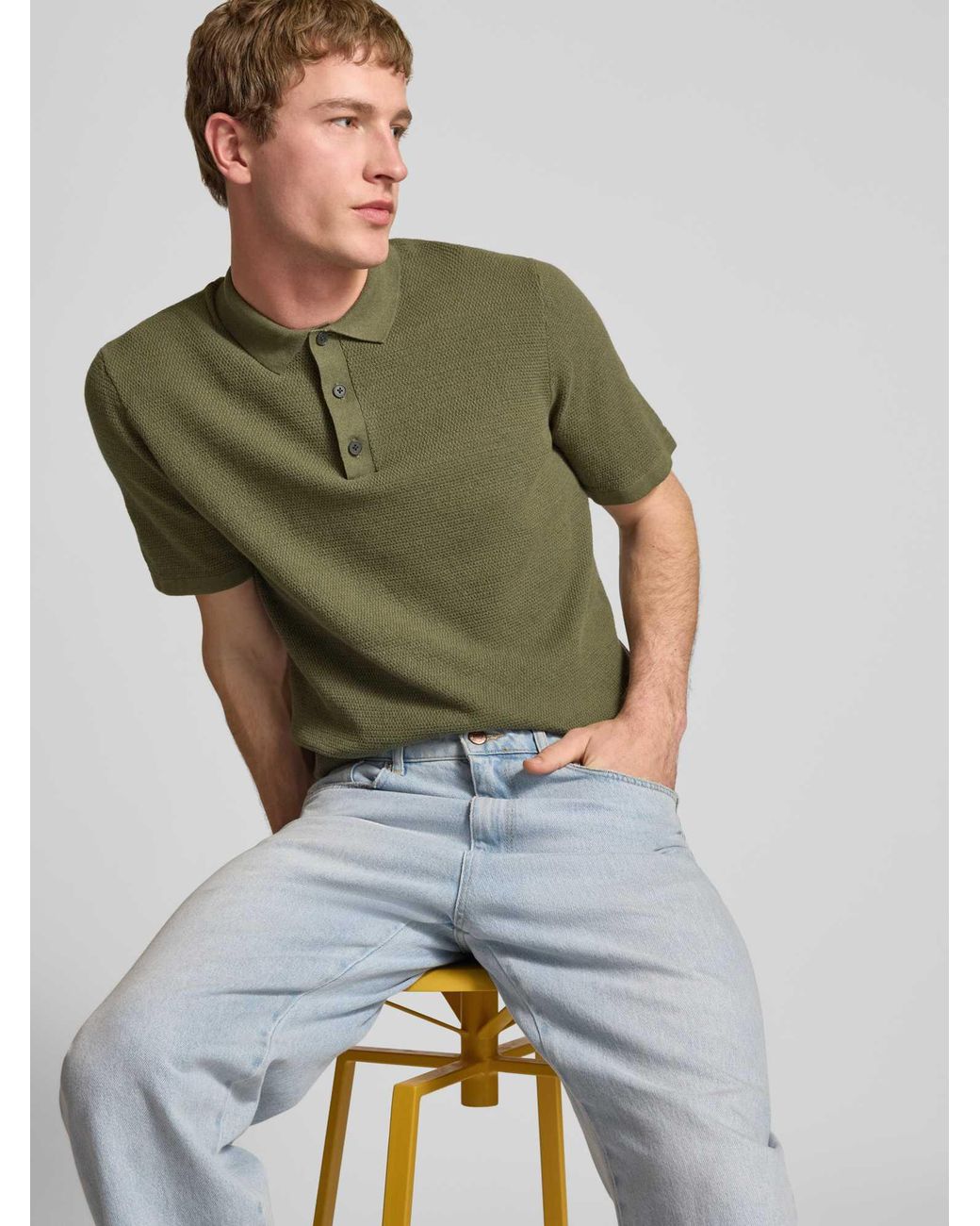 Jack & Jones Regular Fit Poloshirt Met Structuurpatroon Model 'George' in het Green voor heren