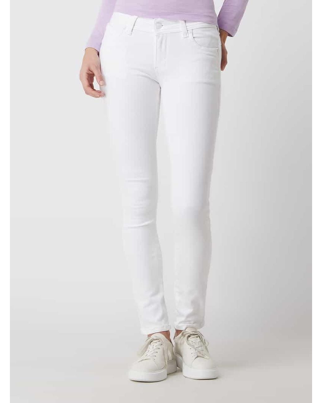 Blue Monkey White Slim Fit Jeans Mit Stretch-Anteil Modell 'Laura'