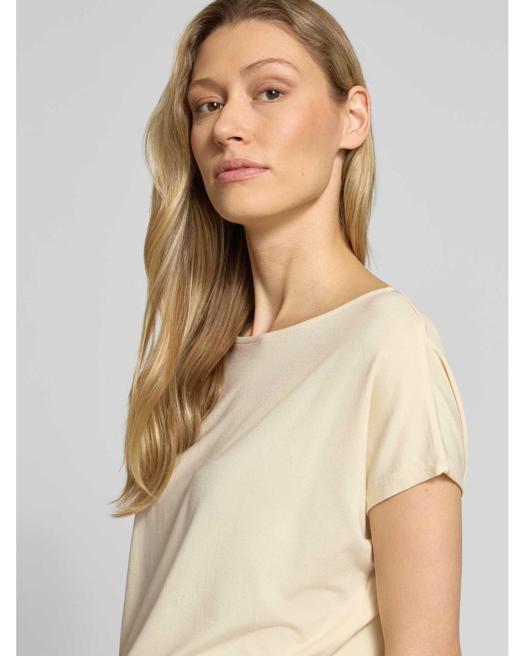 S.oliver Loose Fit T-Shirt Van Viscosemix in het Natural