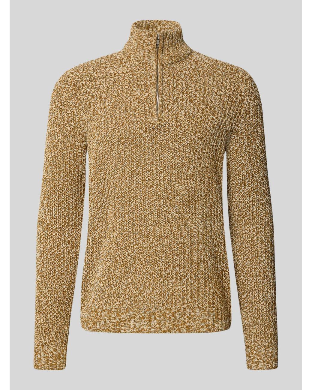 Only & Sons Regular Fit Schipperstrui Met Korte Ritssluiting, Model 'Join' in het Natural voor heren