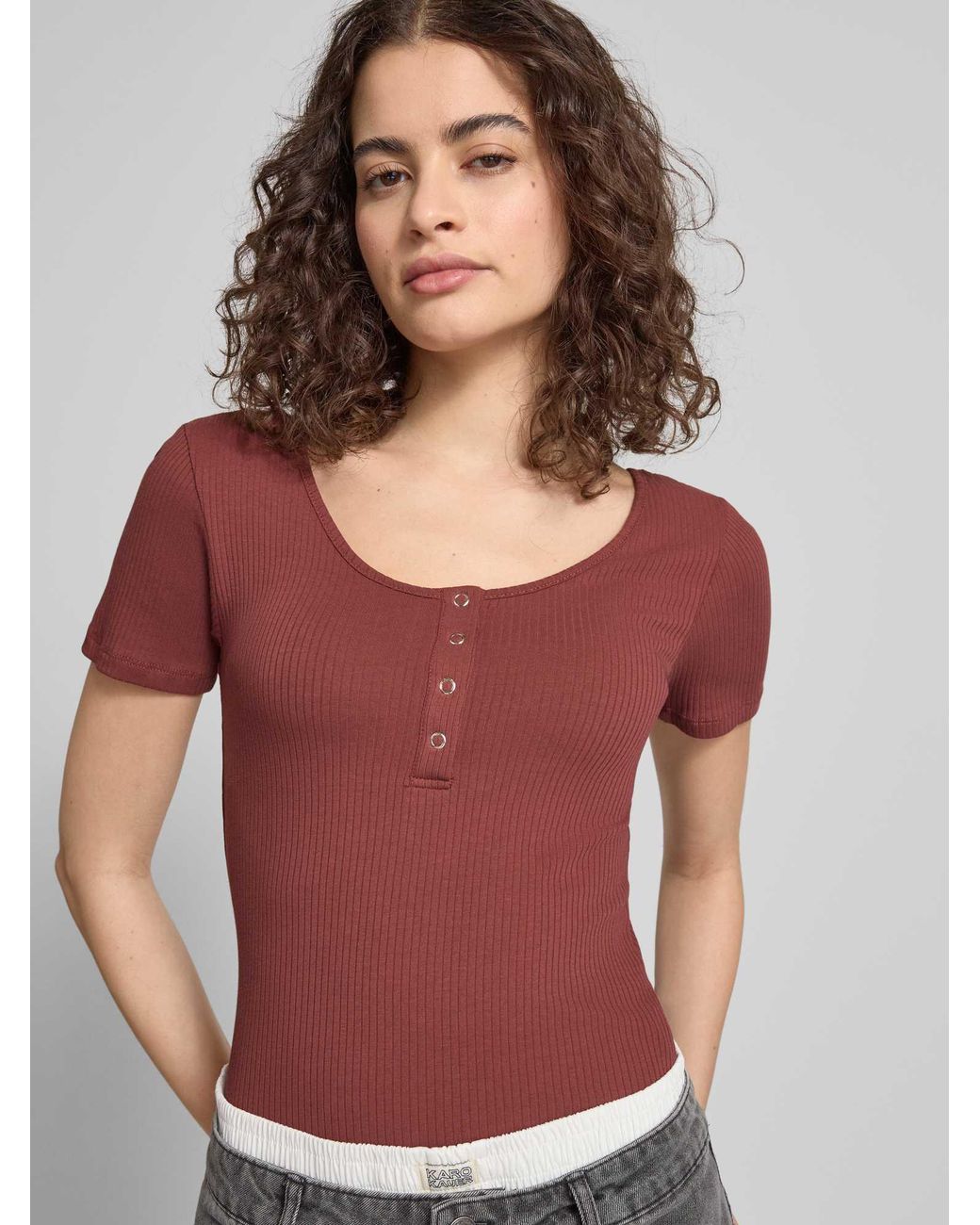 Pieces Slim Fit T-Shirt Van Katoenmix Model 'Kitte' in het Red