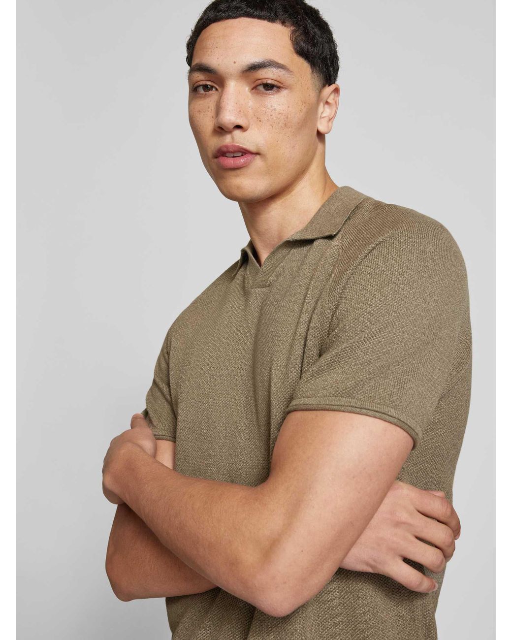 Jack & Jones Regular Fit Poloshirt Met Structuurpatroon Model 'Hill' in het Natural voor heren