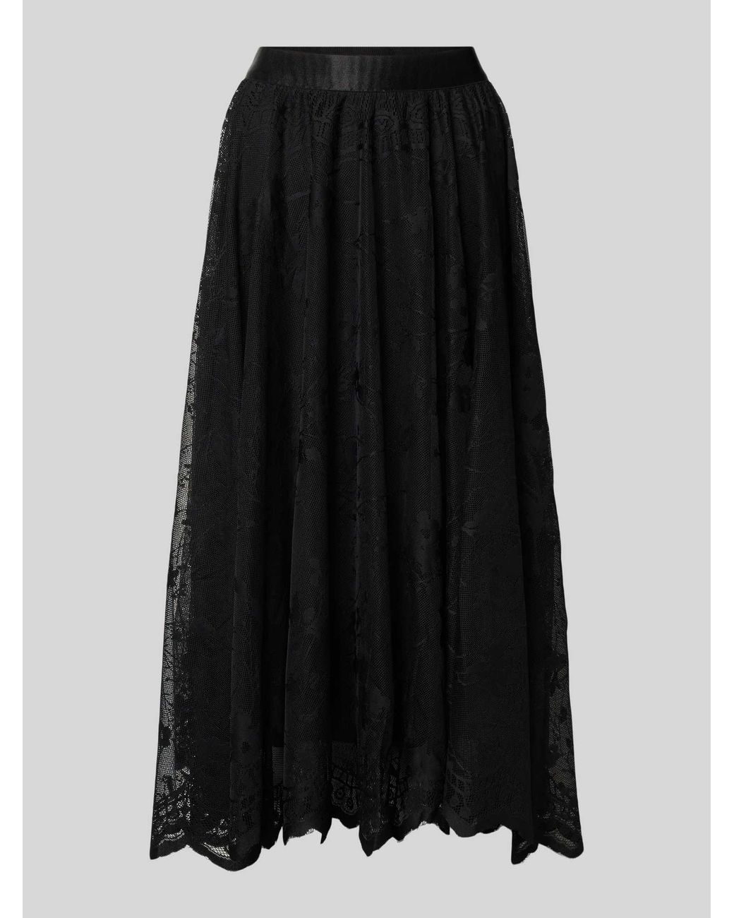 Freequent Midirok Met Elastische Band, Model 'Lally' in het Black