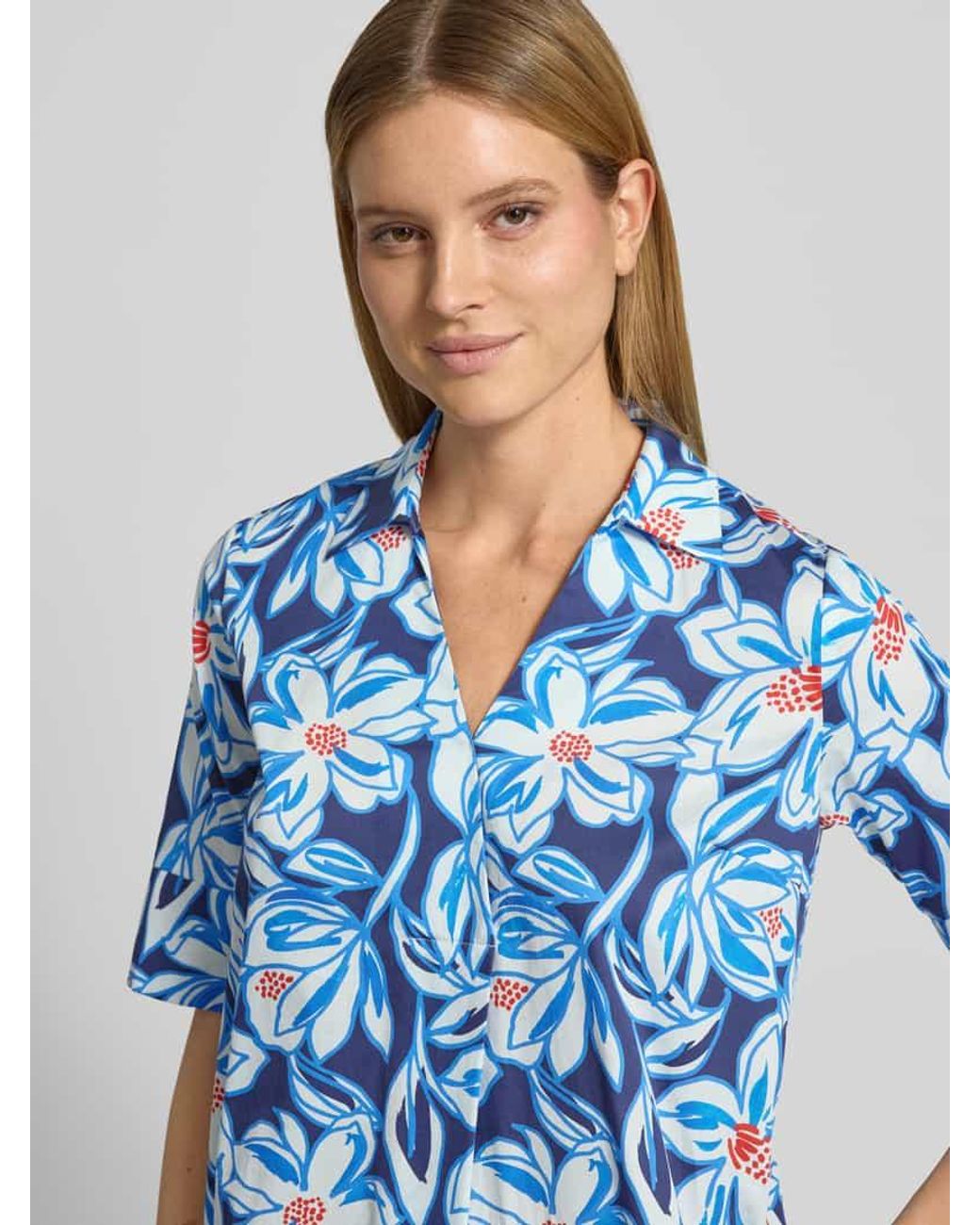 White Label Blue Knielanges Hemdblusenkleid im Allover-Look