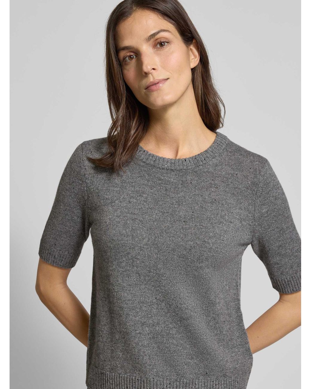 Comma, Regular Fit 3/4-Shirt Van Wolmix Model 'Protect' in het Gray