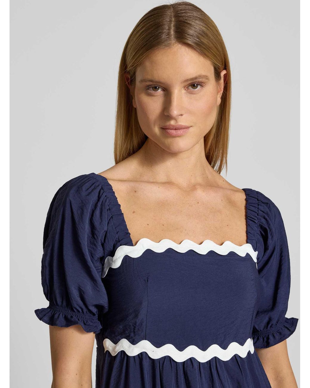 Apricot Tuniekjurk Met Vierkante Hals in het Blue