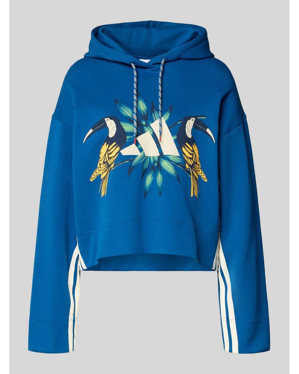 Adidas Regular Fit Hoodie Van Katoenmix in het Blue