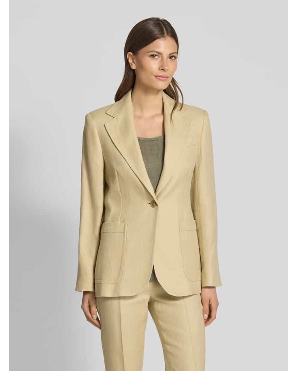 Weekend by Maxmara Natural Taillierter Blazer aus Baumwoll-Leinen-Mix Modell 'GALLI'