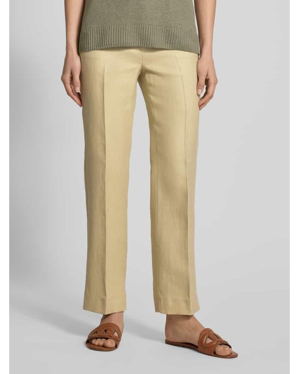 Weekend by Maxmara Natural Regular Fit Stoffhose aus Baumwoll-Leinen-Mix Modell 'AGAPE'