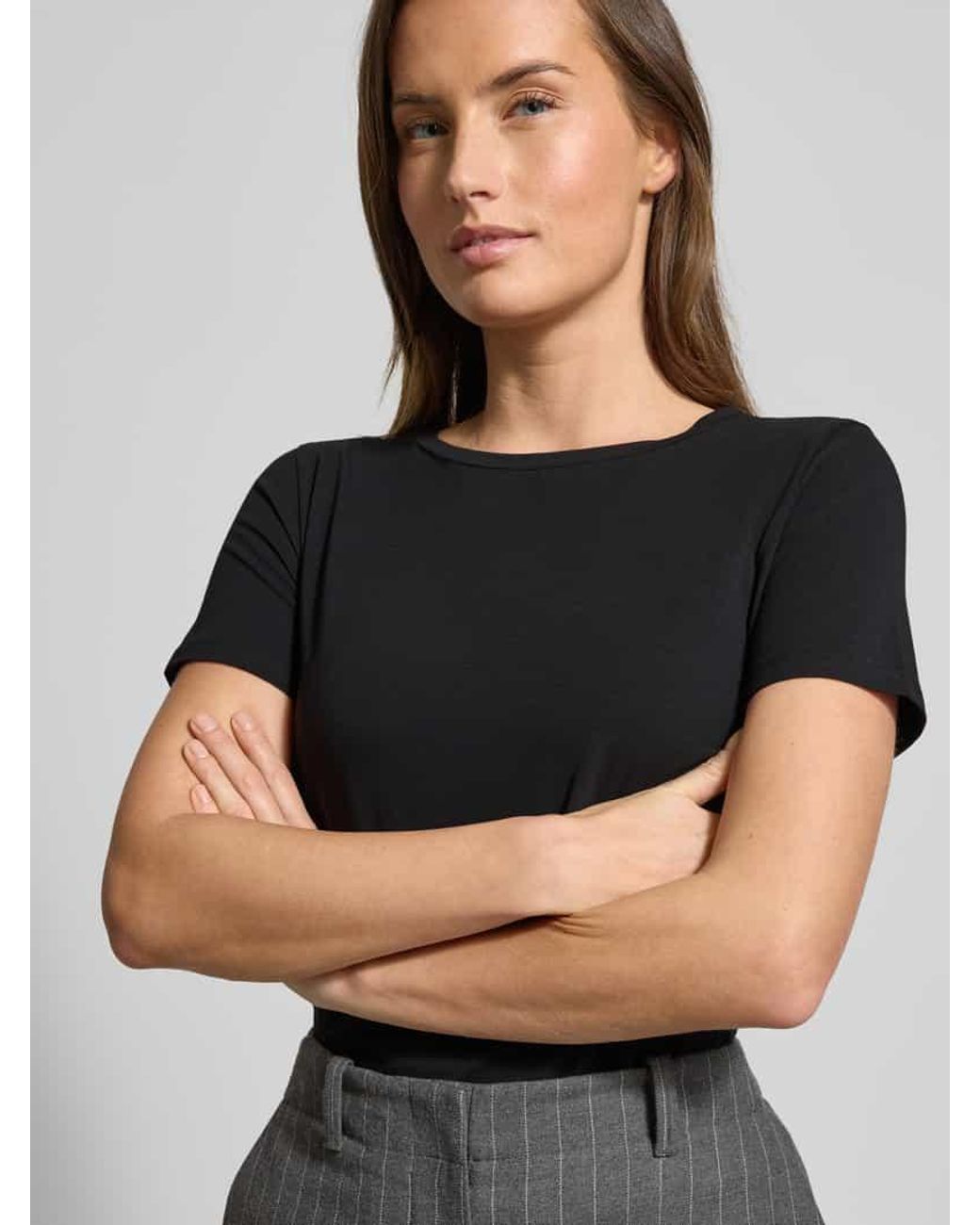 Weekend by Maxmara Black Slim Fit T-Shirt aus Baumwoll-Mix Modell 'MULTIB'