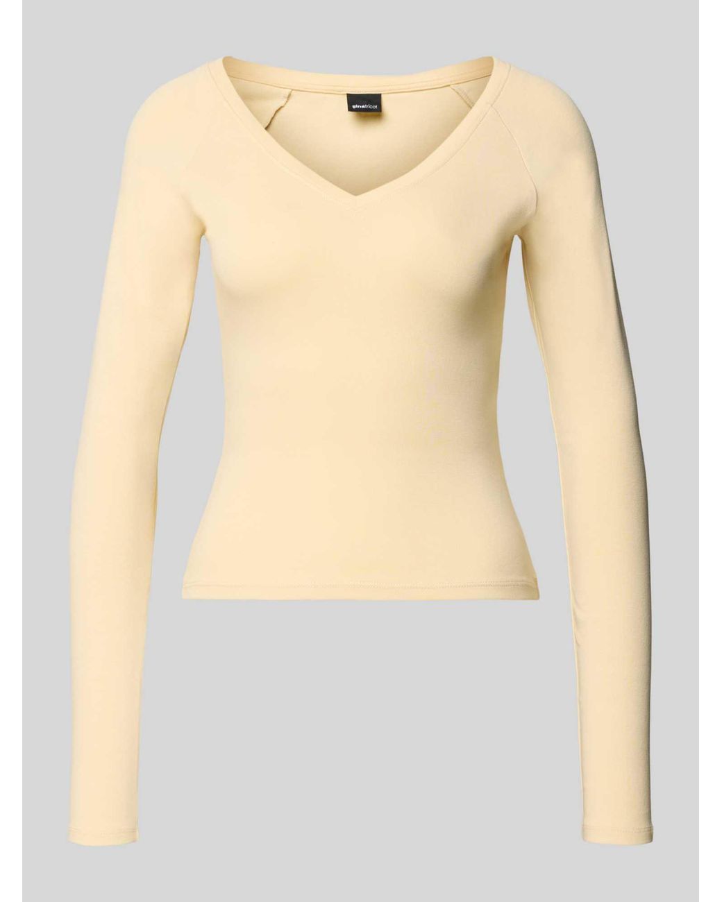 Gina Tricot Slim Fit Shirt Met Lange Mouwen Met V-Hals in het Natural