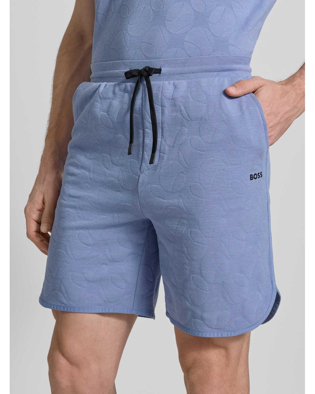 Boss Regular Fit Shorts Van Katoenmix Model 'Jt_Member Short' in het Blue voor heren