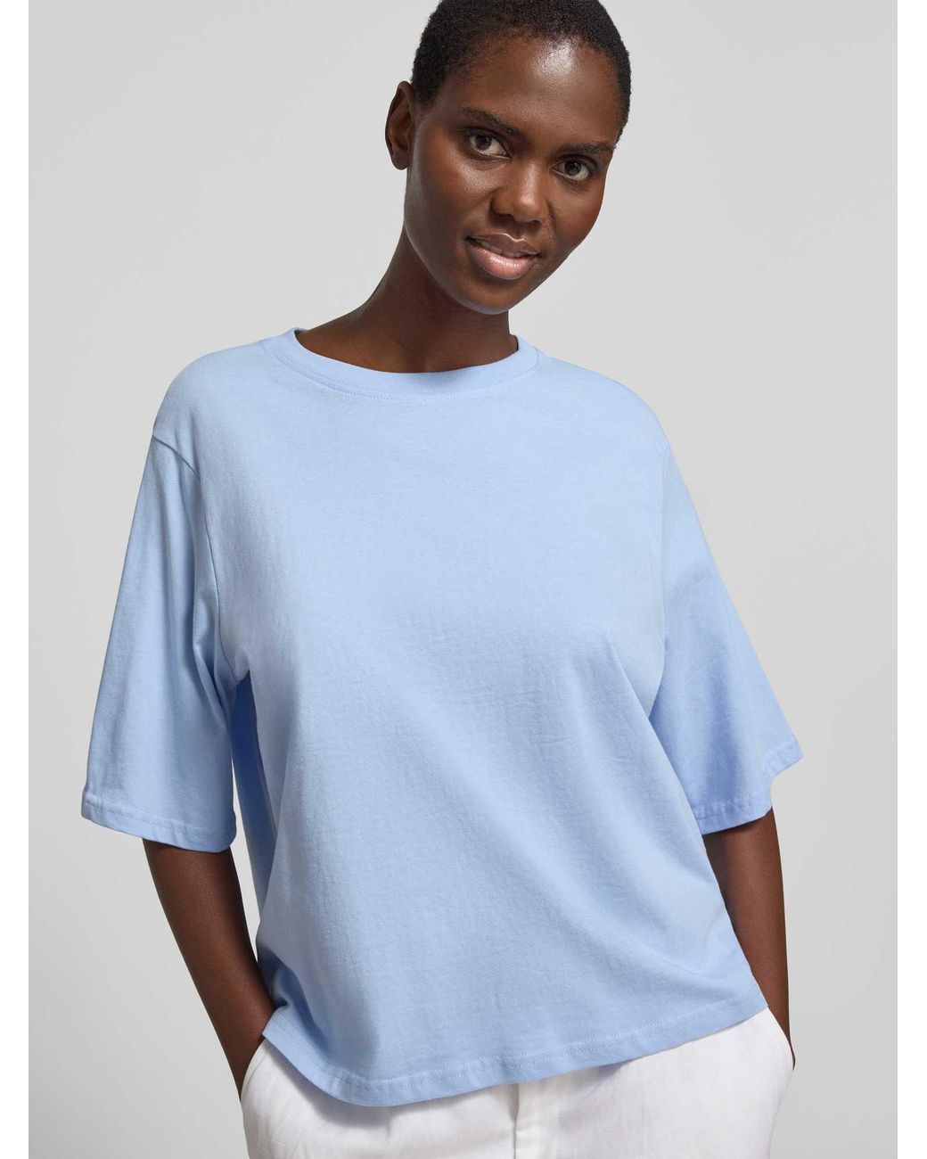 Soya Concept Boxy Fit T-Shirt Van Biologisch Katoen Model 'Derby' in het Blue