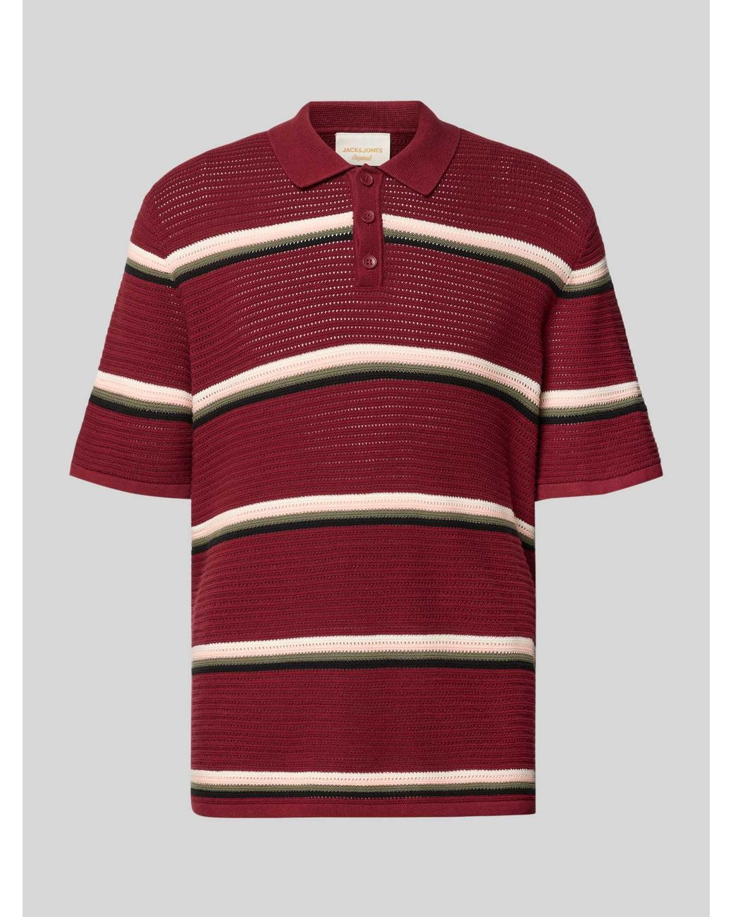 Jack & Jones Regular Fit Poloshirt Met Streepmotief Model 'Maine' in het Red voor heren