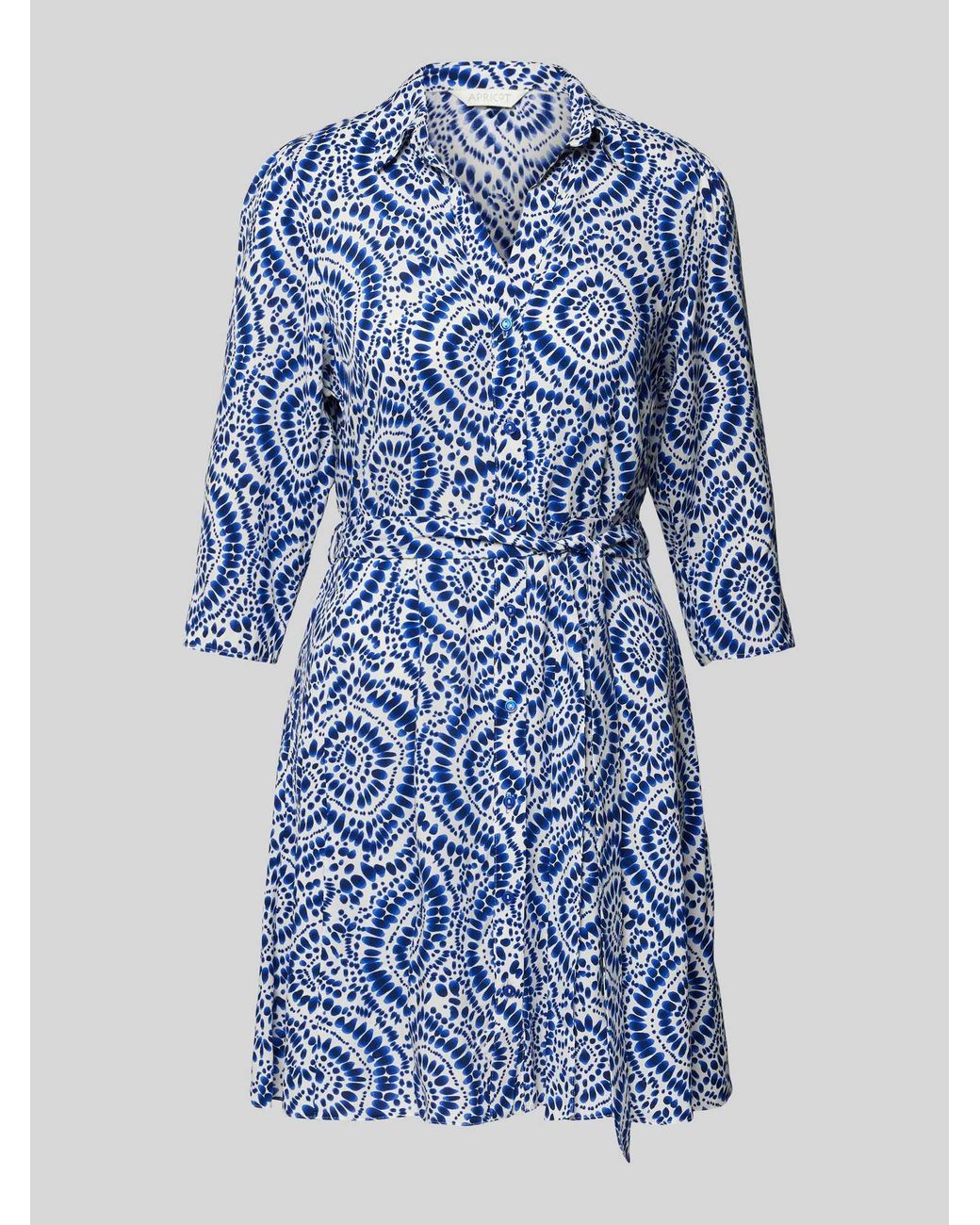 Apricot Overhemdjurk Van Viscose Met Strikceintuur in het Blue